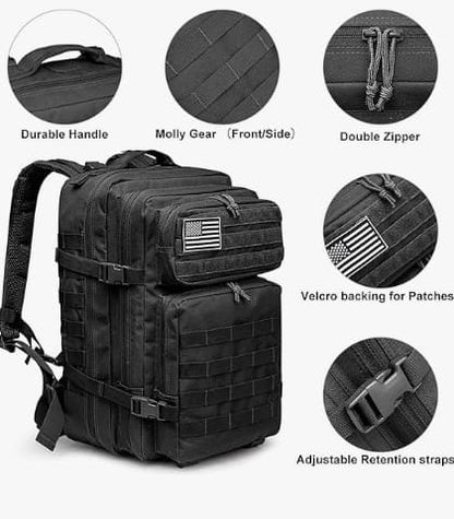 Mochila táctica de 40L, 3 días de supervivencia garantizado.