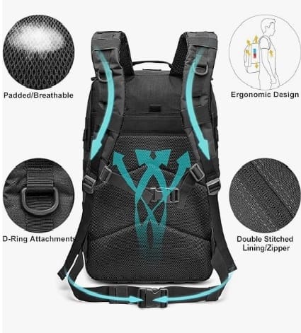 Mochila táctica de 40L, 3 días de supervivencia garantizado.